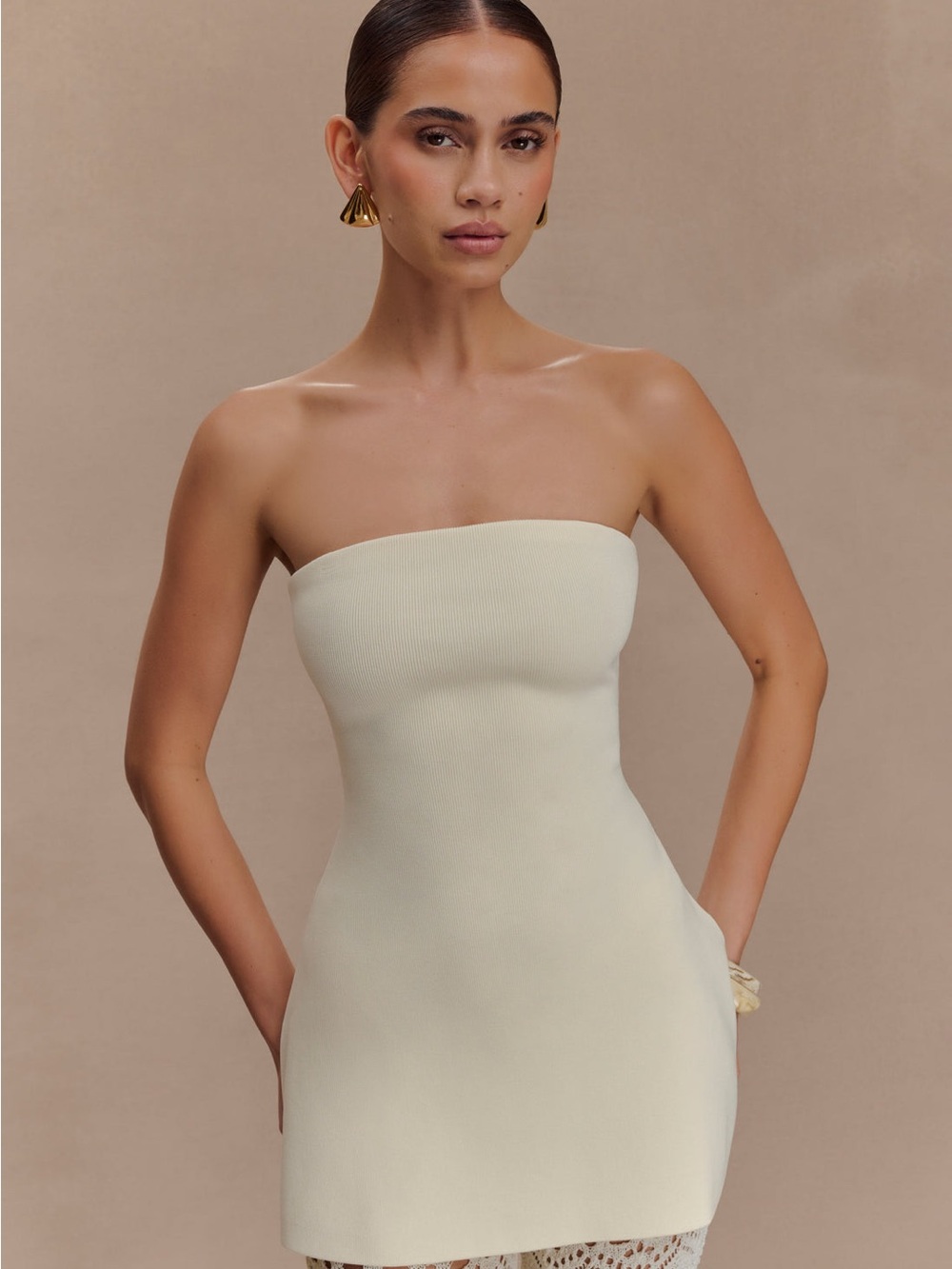 Meagli Anette Bandage Knit Strapless Top